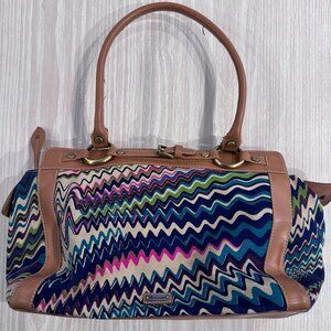 Vintage Missoni - Vibrant Canvas Print with Tan Trim - Like New